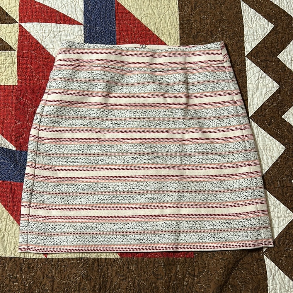 Loft Petit Red/Pink/Light Pink/Black/White Striped Mini Skirt